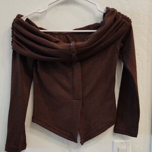 SHEIN Chocolate Off-Shoulder Sweater